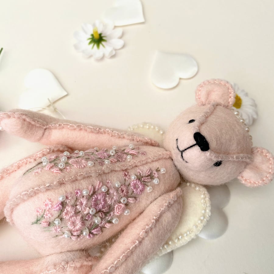Angel teddy bear, one of a kind collectable artist bear by Bearlescent 
