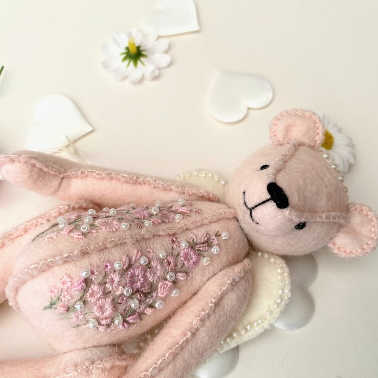 Angel teddy bear, one of a kind collectable artist bear by Bearlescent 