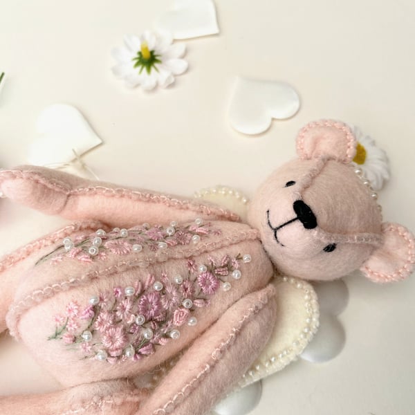Angel teddy bear, one of a kind collectable artist bear by Bearlescent 