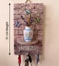 Rustic Wood Key Holder with Floating Shelf, Boho Hallway Hanging - Image 7