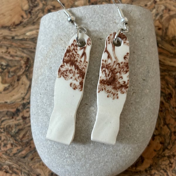 Handmade Drop Earrings, Broken Ceramic, Unique Earrings