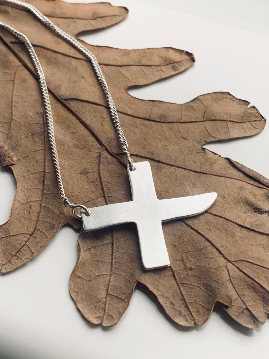 Recycled Sterling Silver Saltire Cross Pendant 