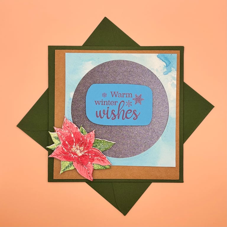 Handmade Winter Themed Poinsettia Card