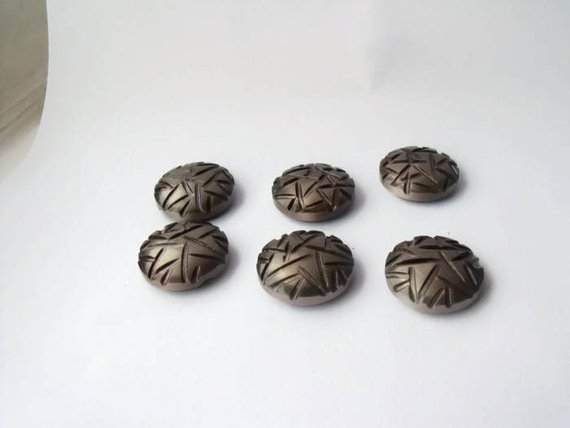 set of vintage pewter coloured resin shank buttons for theatrical costumier