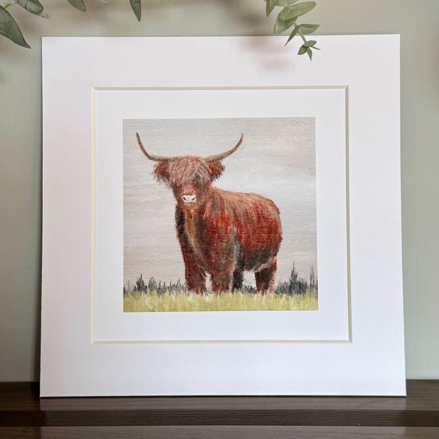 Highland Cow Mounted Print