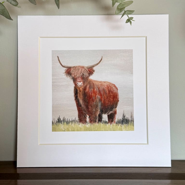 Highland Cow Mounted Print