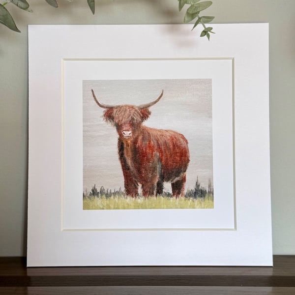 Highland Cow Mounted Print