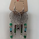 Dream catcher style dangly beaded earrings 