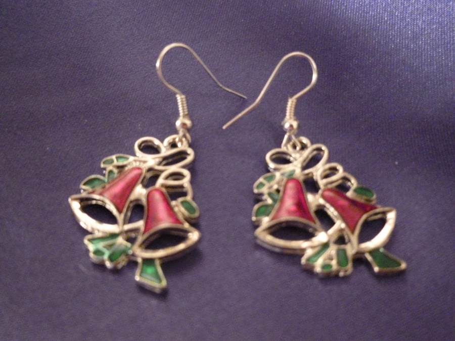 Xmas Earrings Ding Dong Red Bells