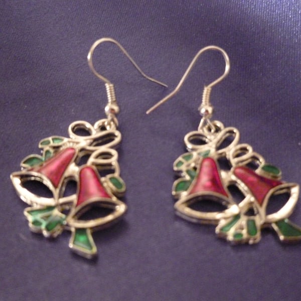Xmas Earrings Ding Dong Red Bells