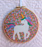 Unicorn Sewing craft kit - hand appliqued felt and embroidered hoop picture - Image 2