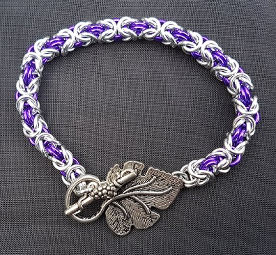 Purple grape Byzantine bracelet - Made to order