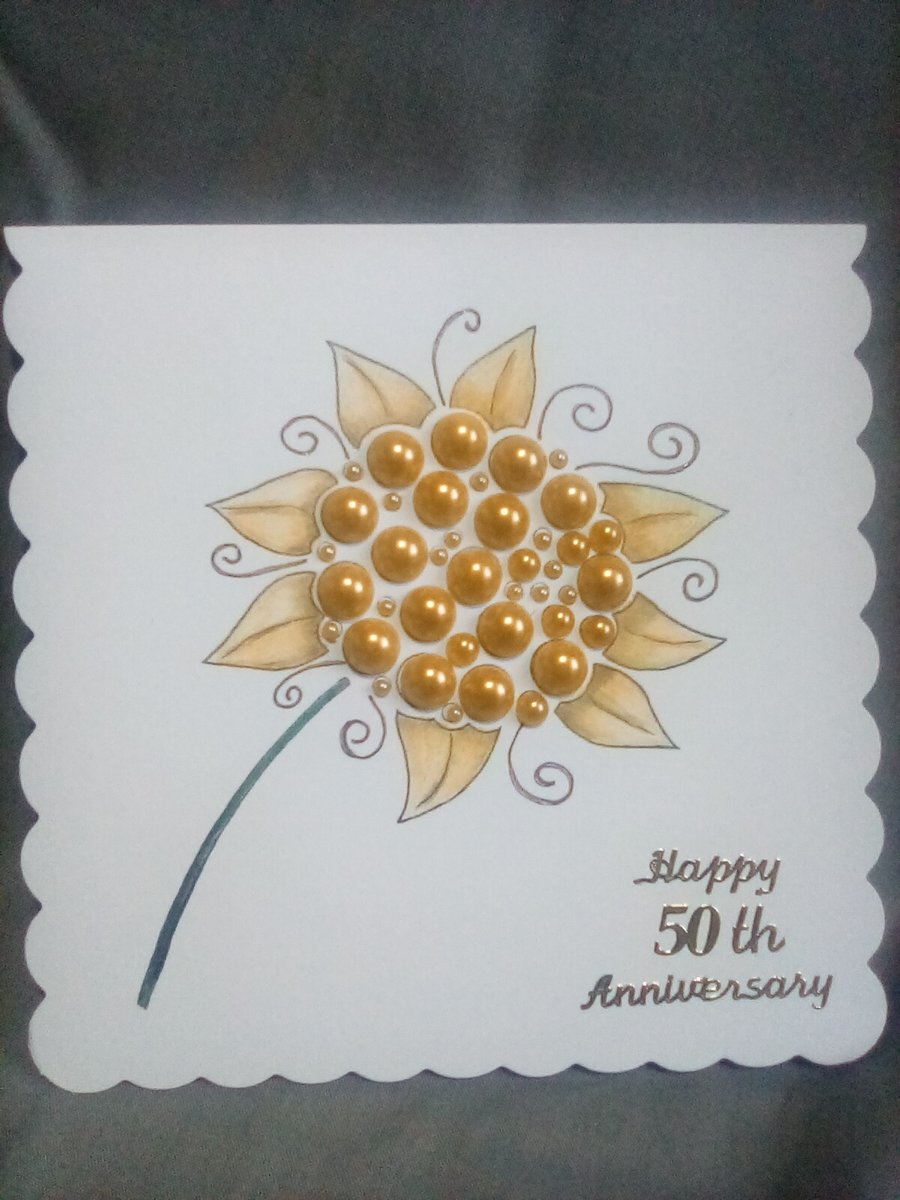 A beautiful unique handmade Golden Wedding Anniversary card