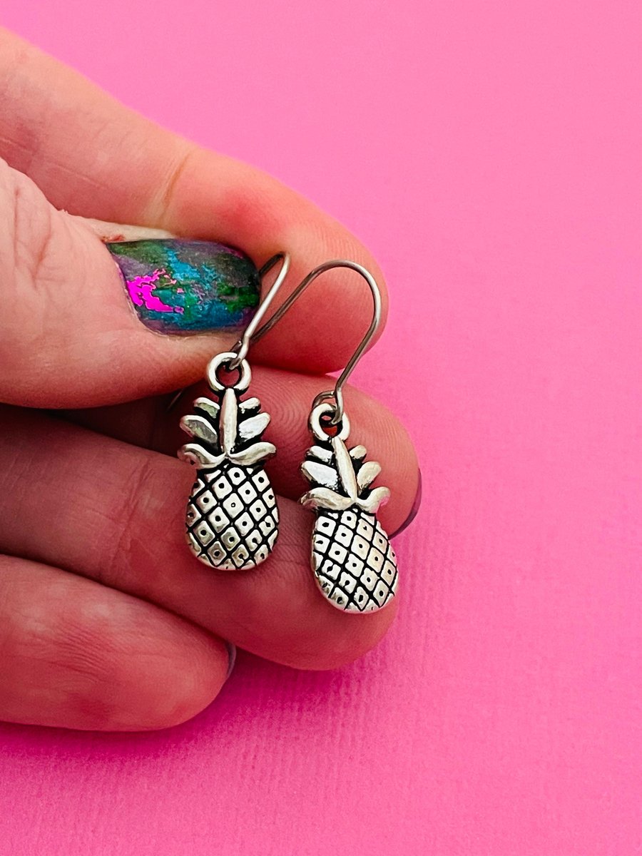 Silver Pineapple Earrings