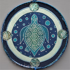 TMP003 - Turtle Moon Mandala - Blue - Turquoise - Silver