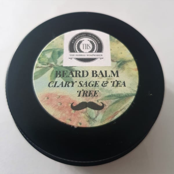 Clary Sage and Tea Tree natural beard balm, handmade