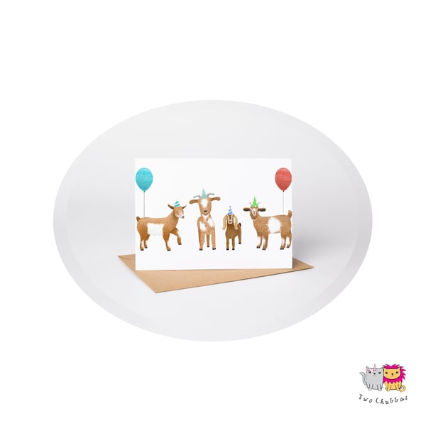 Goat Birthday Card, A6 Birthday Card, Cute Animal Birthday Card