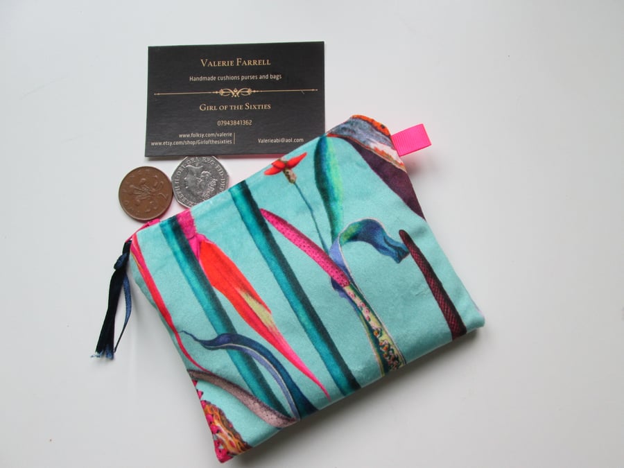 SALE Printed Velour  Coin Purse