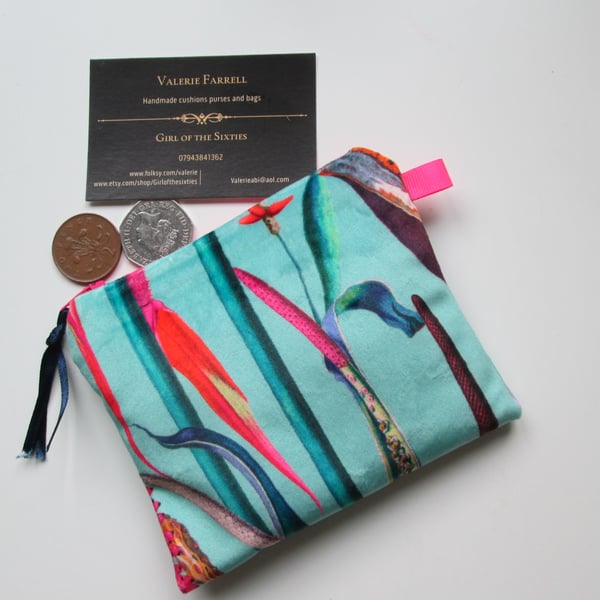 SALE Printed Velour  Coin Purse