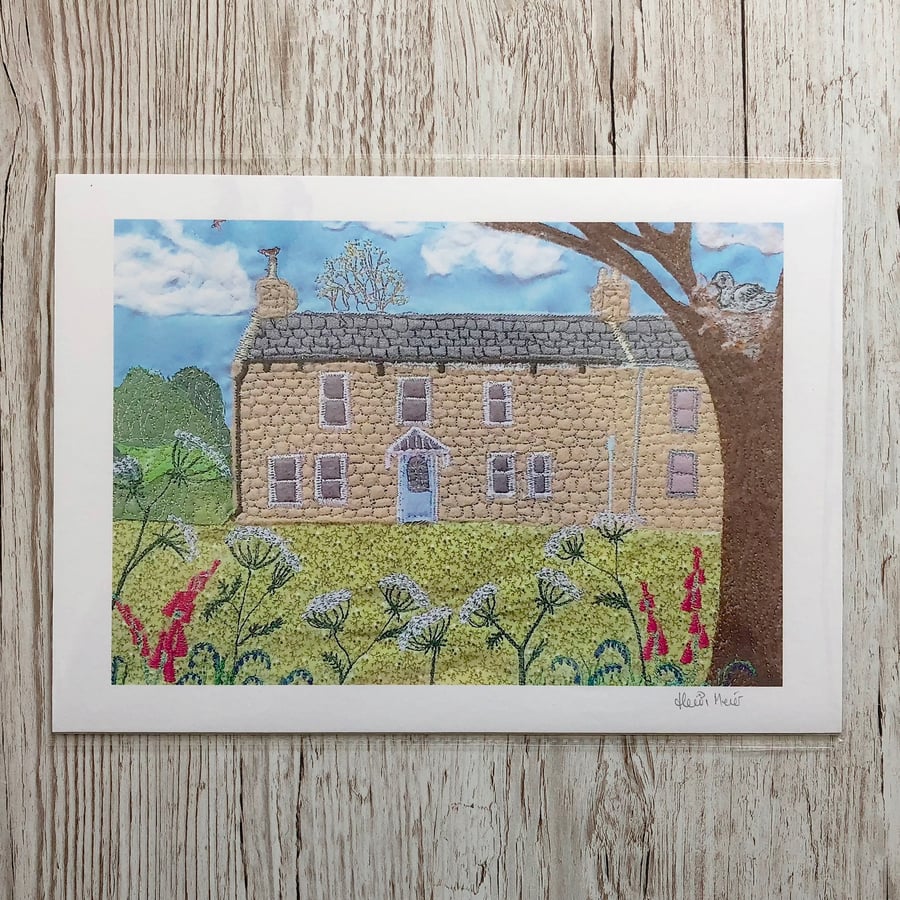 Country Cottage giclee print A4 