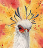 Bird Original Watercolour Painting Secretary Bird - Image 2