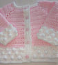 Pink and white Aran cardigan for 18 month old little girl  - Image 1