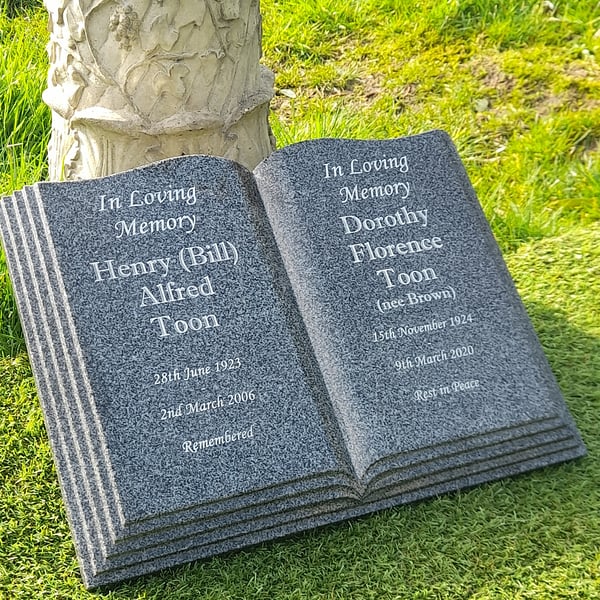 Granite BIBLE Grave Headstone Open book Memori... Folksy