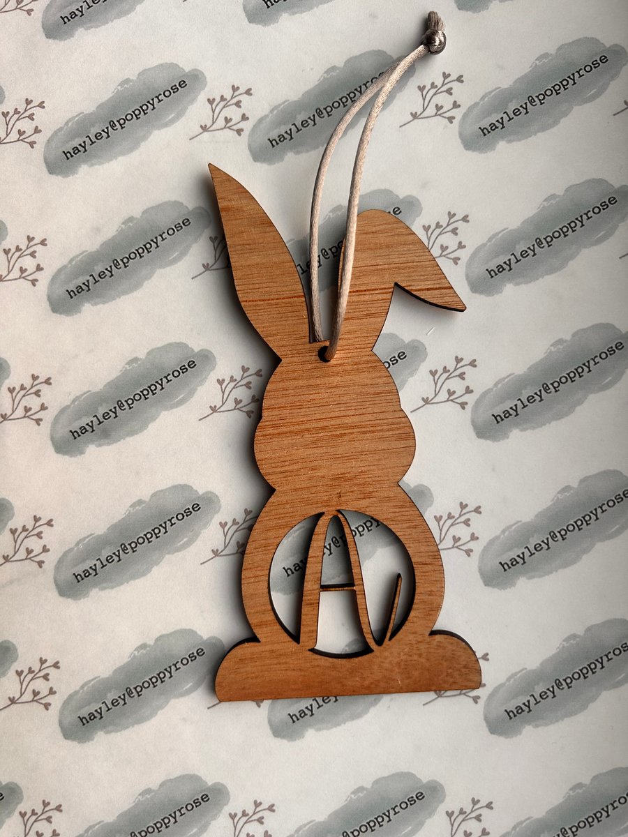 Wood Monogram Easter Rabbit Decoration