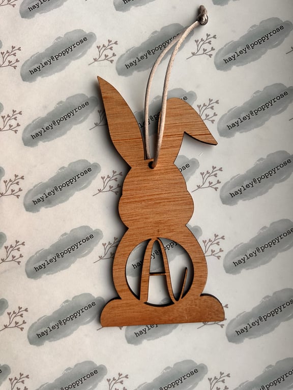 Wood Monogram Easter Rabbit Decoration