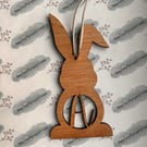 Wood Monogram Easter Rabbit Decoration