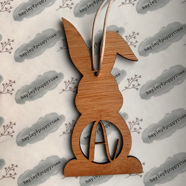 Wood Monogram Easter Rabbit Decoration