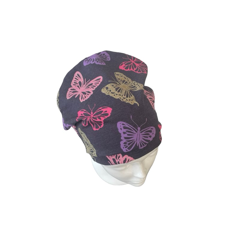 Dark Grey Beanie Hat Lightweight Butterfly Print Beanie Hat Stretchy Beanie Cap 