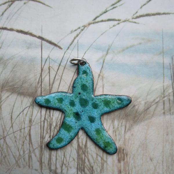 Starfish pendant in enamelled copper 256