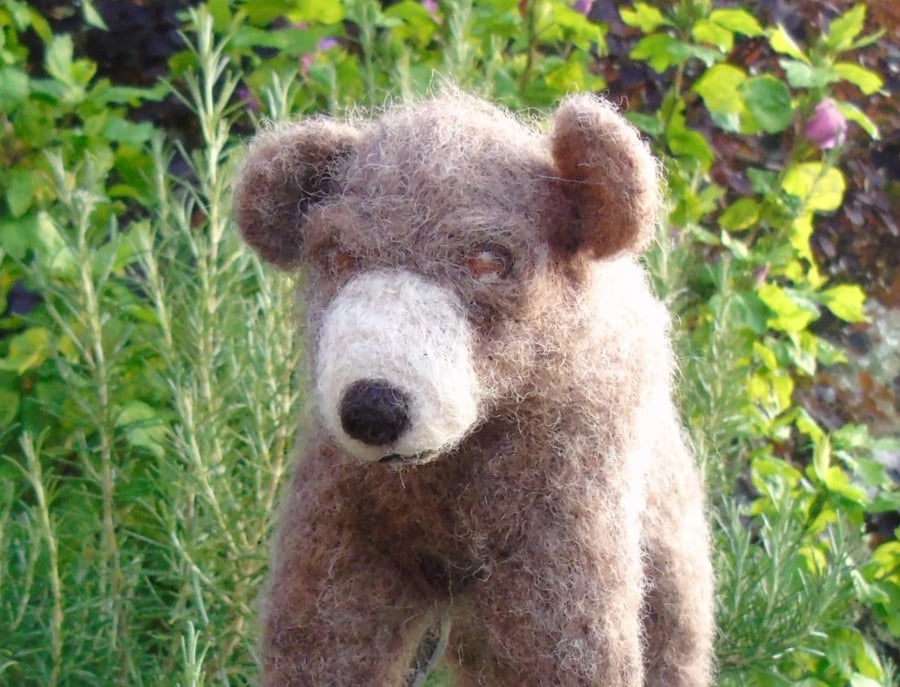 Seconds Sunday - Needle felt brown bear - large -  bear sculpture, bear ornament