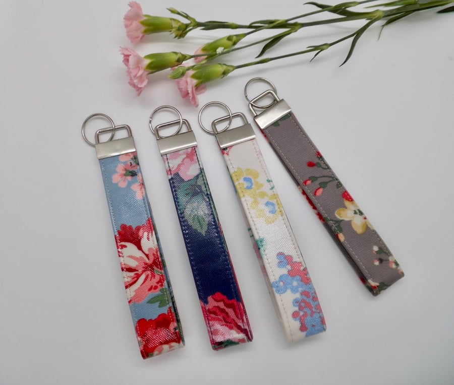 Key rings pack of 4 wrist strap Cath Kidston oilcloth floral 