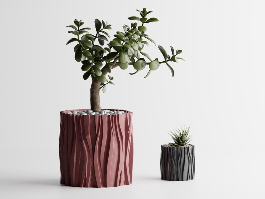 Wavy Plant Pot Modern 3D Printed Planter Minimalist Indoor Planter Home Decor