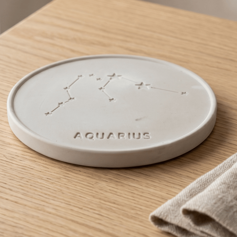 Aquarius Star Sign Drinks Coaster - Sign of the Zodiac Birthday Gift
