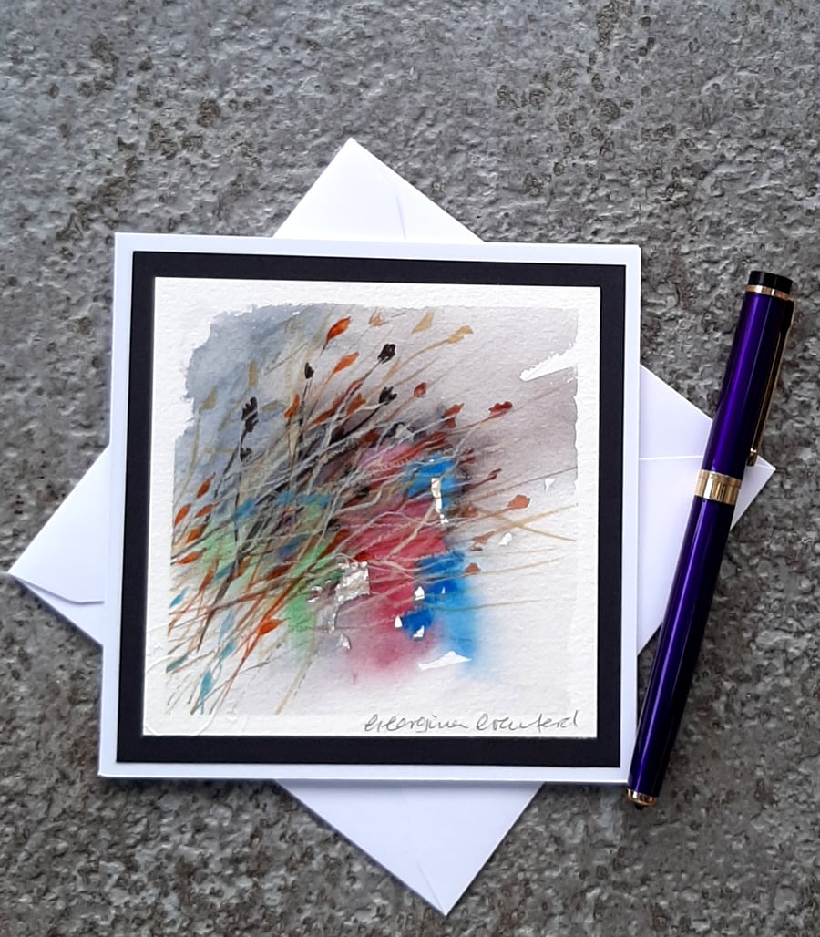 Handpainted Blank Card Of  Hedgerow Seedheads