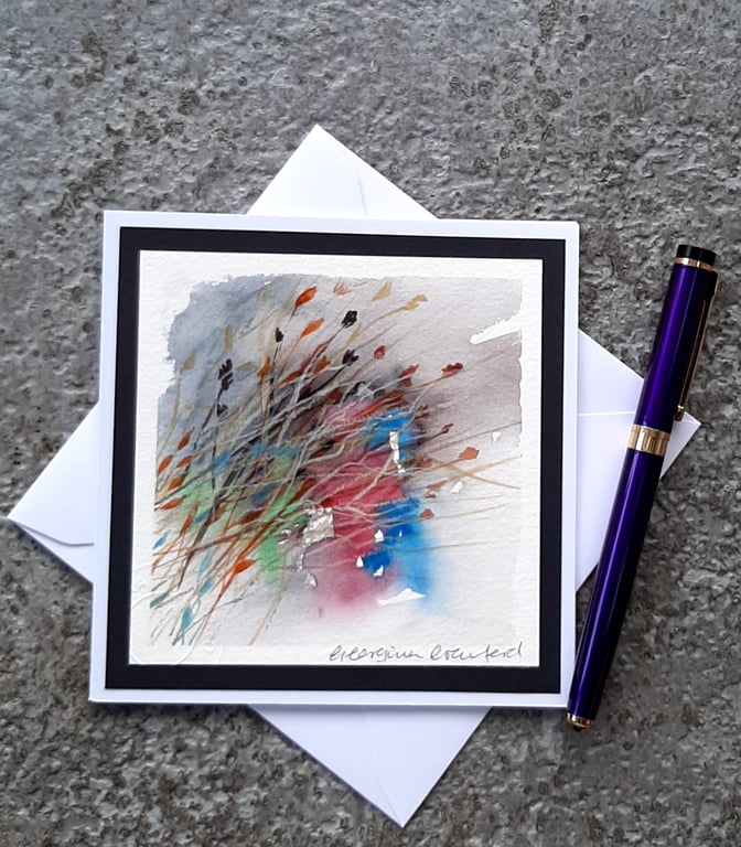 Handpainted Blank Card Of  Hedgerow Seedheads