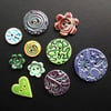 set of 10 handmade ceramic buttons