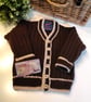 SALE Designer Baby Boy's  Hand Knitted Cosy Warm Cardigan  6-12  mths size - Image 4