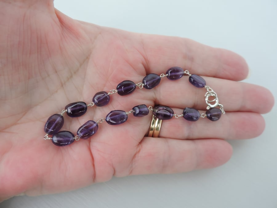 Sale now 8.00  Amethyst Bracelet with Sterling Silver