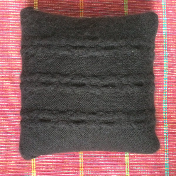 Black Mohair Cabled cushion