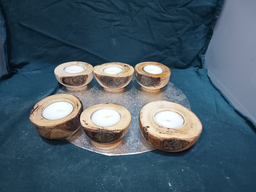 Live edge tea light holders, sold in sets of 3.style 3