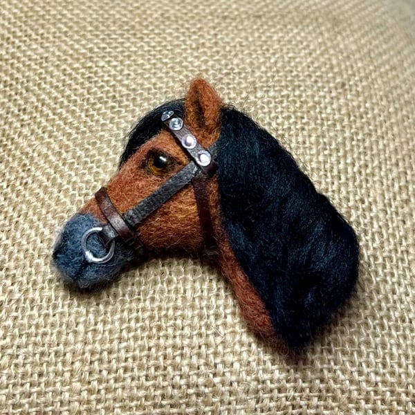 Felt Horse Brooch with Diamanté Headband - Unique Gift for Horse Lovers