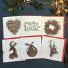 Holly inspired Christmas card pack x 6 different designs 