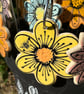 Handmade Stoneware Ceramic Flower Stake - Yellow with Bee
