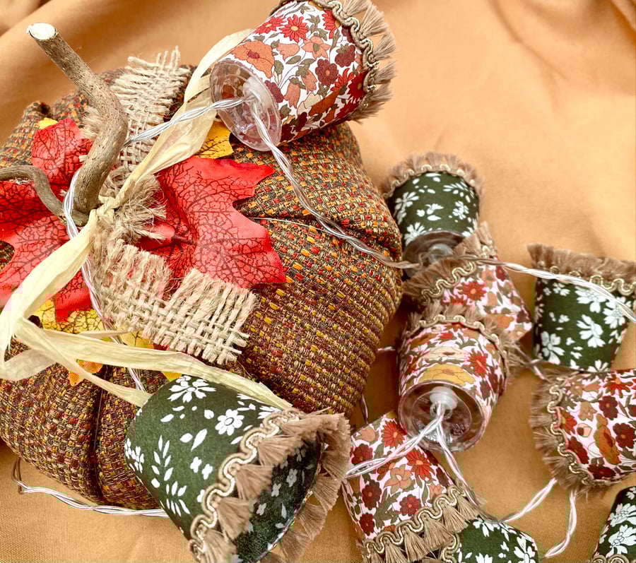 Upcycled Mini Lampshade Fairy Lights - Liberty - Autumn