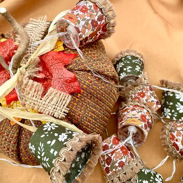 Upcycled Mini Lampshade Fairy Lights - Liberty - Autumn