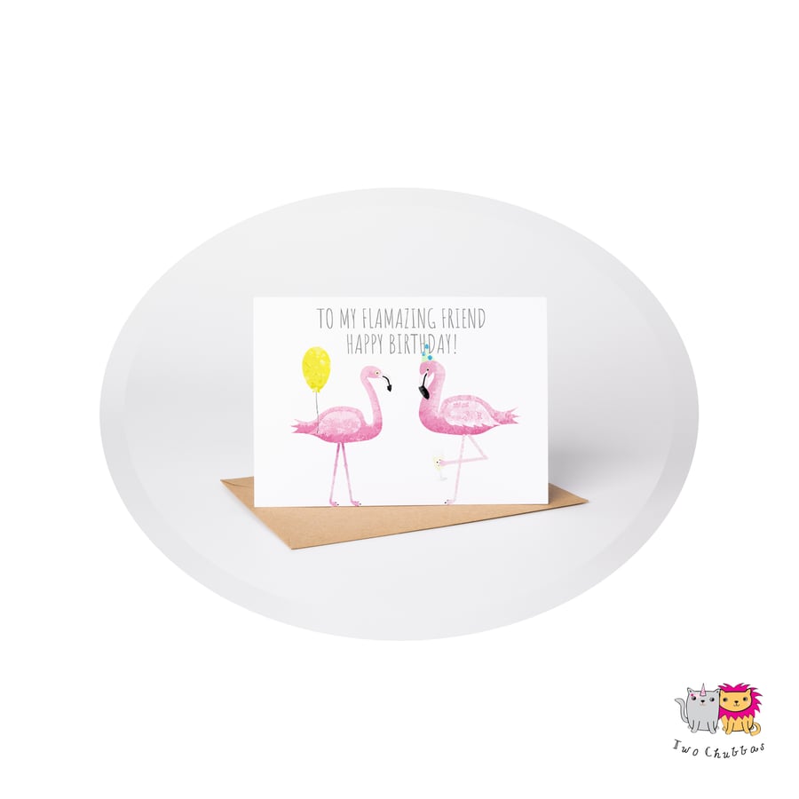 Image of Flamingo Birthday Card, A6 Birthday Card, Cute Animal Birthday Card